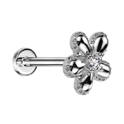 Micro Threadless Labret silber Blume gepunktet silber ein...