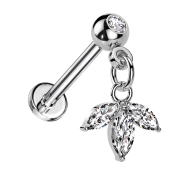 Micro Threadless Labret silver with ball with crystal...