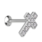 Micro Threadless UFO Labret argento croce argento cristalli argento