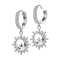 Boucles doreilles à clapet argent cristaux argent pendentif lune et étoile