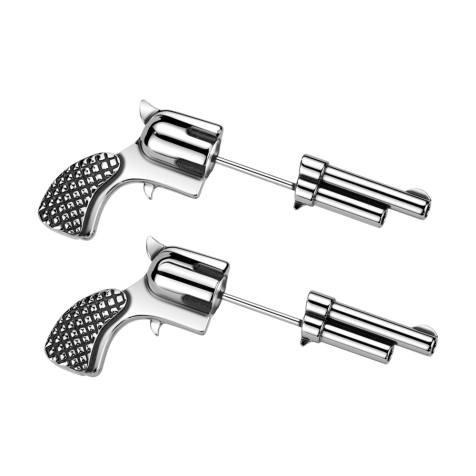 Clous doreille argent Revolver