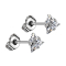 Boucles doreilles argentées avec cristal triangulaire argenté