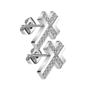Boucles doreilles argent Croix cristaux argent