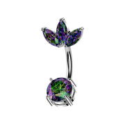 Banane argentée feuille trois cristaux ovales...