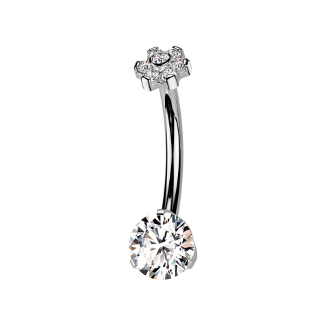 Banana internal thread silver flower crystals silver and crystal silver set