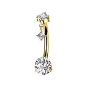 Threadless banana gold-plated square crystal silver...