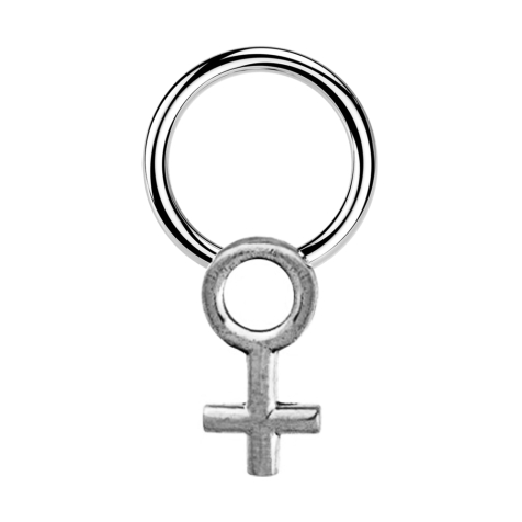 Closure anneau argent symbole de genre femme argent
