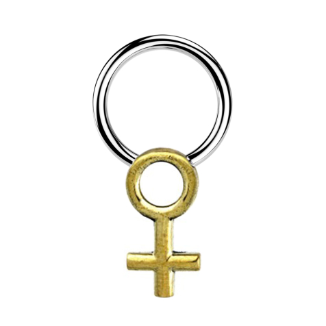 Micro Closure Ring silver gender symbol woman gold-plated