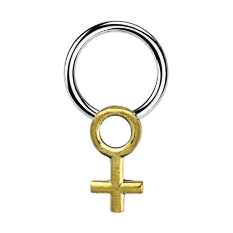 Closure Anneau argent symbole de genre femme doré