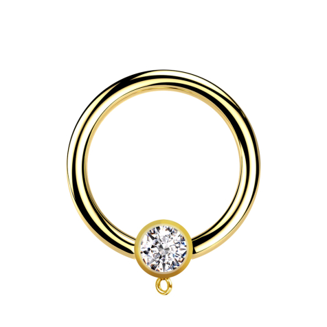 Micro Closure Ring gold-plated with cylinder crystal silver Ring for pendant