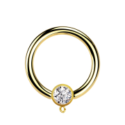 Micro Closure Ring gold-plated with cylinder crystal...