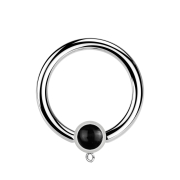 Anello con microchiusura in argento con cilindro in onice...