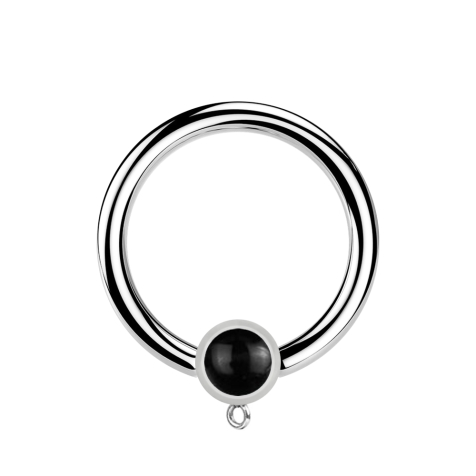Micro Closure Ring silber mit Zylinder schwarzer Onyx Stein Ring für Anhänger