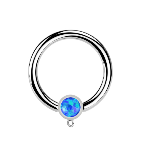 Micro Closure anneau argent avec cylindre opale bleu anneau pour pendentif