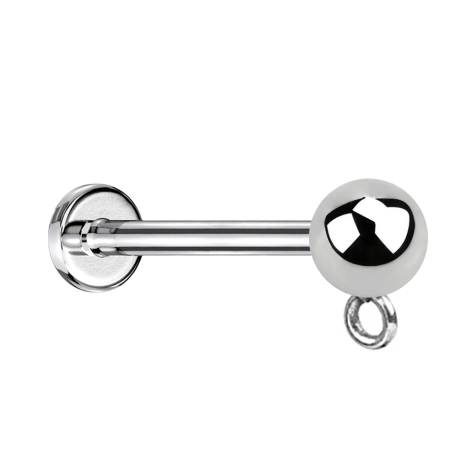 Micro labret internal thread silver with ball ring for pendant