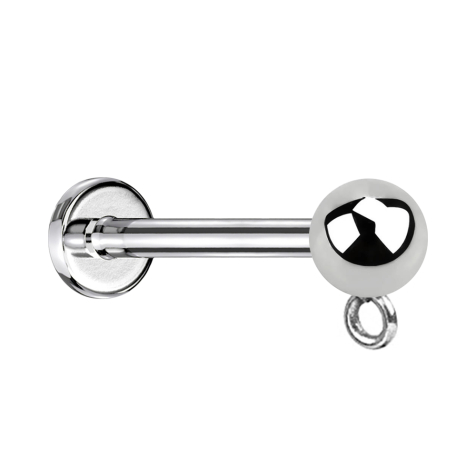 Micro labret internal thread silver with ball ring for pendant