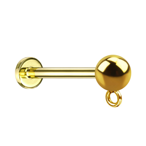 Micro labret internal thread gold-plated with ball ring for pendant