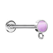 Micro labret internal thread silver with cylinder crystal...