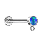 Micro Labret Innengewinde silber mit Zylinder Opal blau...