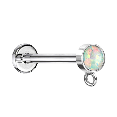 Micro labret internal thread silver with cylinder crystal silver ring for pendant