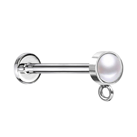 Micro Labret femelle argenté avec cristal cylindrique argenté anneau pour pendentif