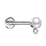 Micro labret internal thread silver with cylinder crystal...