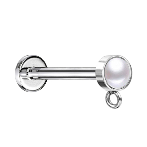 Micro labret internal thread silver with cylinder crystal silver ring for pendant