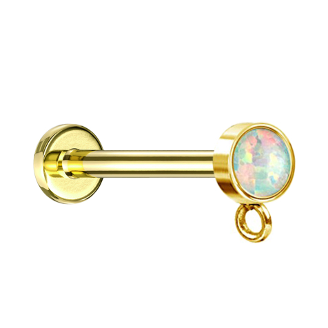Micro Labret femelle doré avec cylindre opale blanc anneau pour pendentif