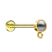 Micro labret filo interno placcato oro con cilindro perla...