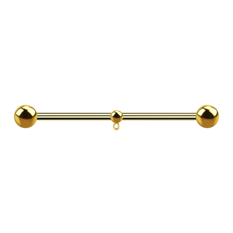 Barbell placcato oro a due sfere con anello a sfera per ciondolo