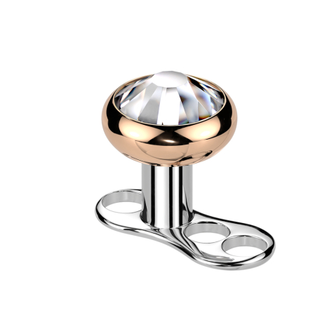 Dermal Anchor Internal Thread Rosegold with Crystal Silver