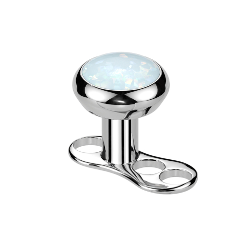 Dermal Anchor Internal Thread Silver with Opal White