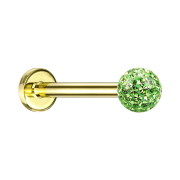 Micro Labret doré avec boule de cristal vert clair...