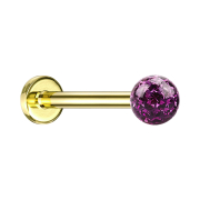 Micro Labret doré avec boule de cristal violette...