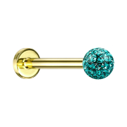 Micro Labret doré avec boule de cristal turquoise...