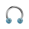 Micro Circular Barbell silver with two crystal balls aqua epoxy protective layer