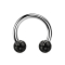 Micro Circular Barbell silver with two crystal balls black epoxy protective layer
