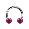 Micro Circular Barbell silver with two crystal balls fuchsia epoxy protective layer