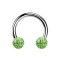 Micro Circular Barbell silver with two crystal balls light green epoxy protective layer