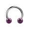 Micro Circular Barbell argent avec deux boules de cristal violet époxy de protection
