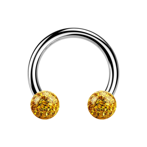 Circular Barbell silber mit zwei Kristallkugeln topaz Epoxy Schutzschicht