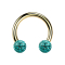 Micro Circular Barbell gold-plated with two crystal balls turquoise Epoxy protective layer