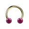 Micro Circular Barbell doré avec deux boules de cristal fuchsia époxy de protection