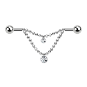 Barbell argent deux boules deux chaînes cristal...