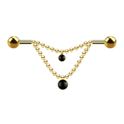 Barbell doré deux boules deux chaînes pierre...