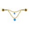 Barbell gold-plated two balls two chains opal blue