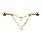 Barbell dargento due sfere a onda punteggiata tre opali...