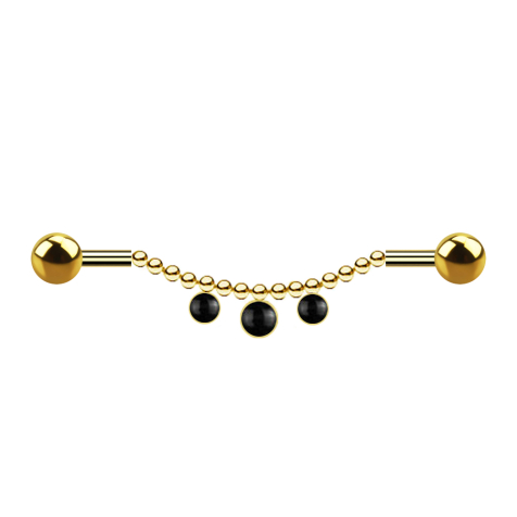 Bracciale placcato oro con catena a due sfere e tre pietre donice