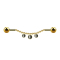 Barbell gold-plated two balls chain three pearls black