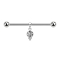 Barbell argent deux boules avec boule anneau pendentif cristal argent